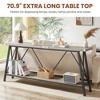 LIVAREEmlen 70.9 Inch Extra Long Sofa Table, Console Behind Sofa, Entryway Table with 2 Tier Storage Shelves for Hallways Rustic Gray and Black - 4 of 4