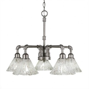 Toltec Lighting Vintage 5 - Light Chandelier in  Aged Silver with 7" Italian Ice Shade - 1 of 1