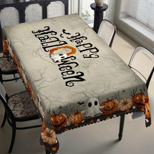 LOVEVOOK Rectangle Halloween Tablecloth, Round Holiday Table Cloths Washable Table Cover for Party Picnic Dinner Decor - 1 of 4
