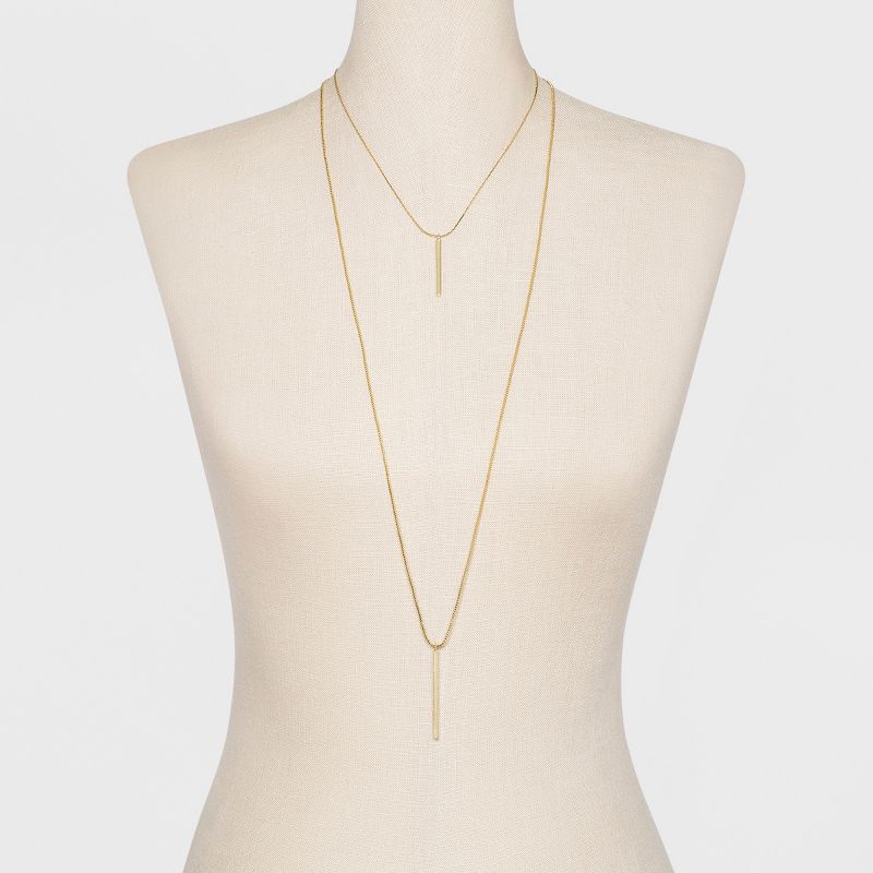 Short and Long Layered Pendant Necklace - A New Day&#8482; Gold, 2 of 4