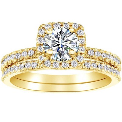 Pompeii3 5/8Ct Diamond Halo Engagement Ring Set in White, Rose, Yellow Gold, or Platinum