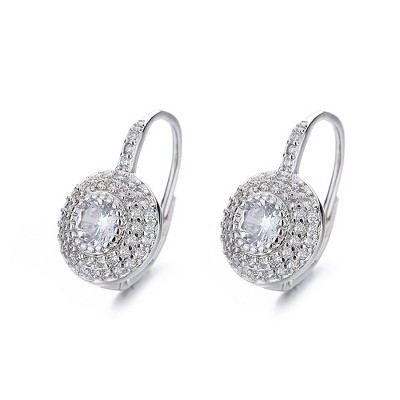 18K White Gold Lever-back Earrings with crystals