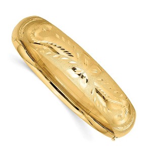 Black Bow Jewelry 14.5mm 14k Yellow Gold Florentine Engraved Hinged Bangle Bracelet, 8in - 1 of 4