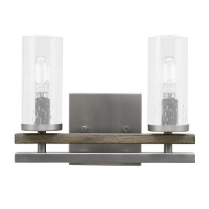 Toltec Lighting Belmont 2 - Light Vanity in  Graphite/Distressed Wood with 2.5" Clear Bubble Shade - 1 of 1