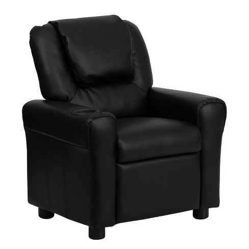 Flash Furniture Vana Contemporary Black Leathersoft Kids Recliner With Cup Holder And Headrest Target