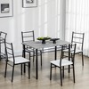 HOMCOM Kitchen Table and Chairs for 4, Modern Dining Table Set with Padded Sponge Cushion Chairs and Marble Textures Dining Table, Light gray, Black - 2 of 4