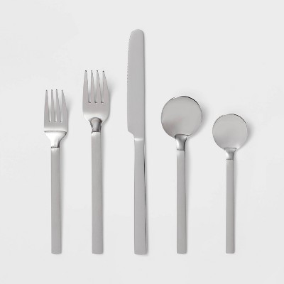 20pc Squared Straight Flatware Set Stainless Steel - Room Essentials™