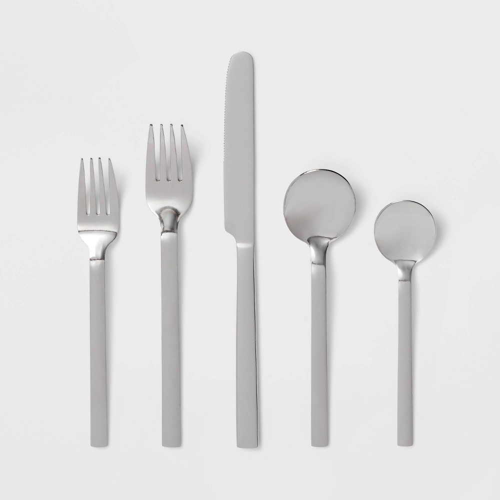 Photos - Other Appliances 20pc Squared Straight Flatware Set Stainless Steel - Room Essentials™