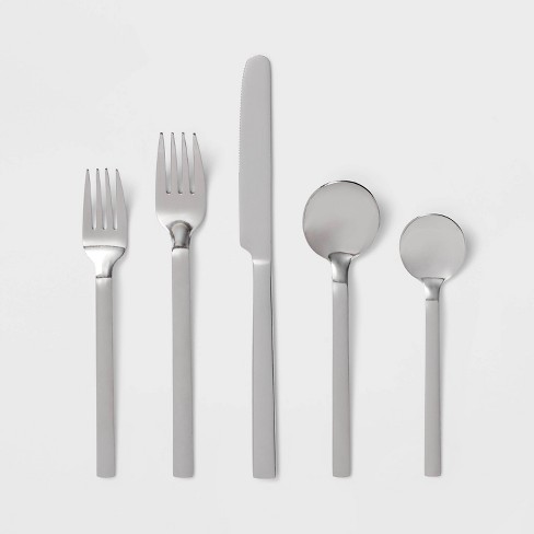 20pc Squared Straight Flatware Set Stainless Steel - Room Essentials™ :  Target