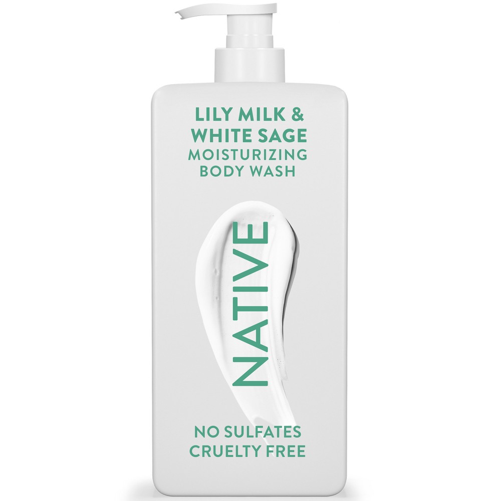 Photos - Shower Gel Native Moisturizing Shea Butter 24hr Hydration Sulfate Free and Paraben Free Body Wash - Lily Milk & White Sage - 18 fl oz 