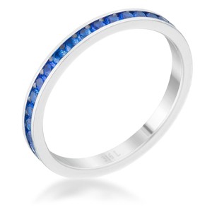 Slickblue Classic 0.5ct CZ Eternity Band Ring for Women, Garnet/Sapphire Stainless Steel, Sizes 5-10 - 1 of 4