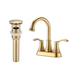 ChicFurnit Bathroom Sink Faucet Centerset 360 Degree Swivel Spout with Pop Up Drain for Stylish Bathrooms, Gold, 10.63"*9.65"*2.56" - 1 of 4