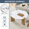 DOMETOUR 33.4-inch MDF minimalist round coffee table with unique embedded design and stable three-leg support - 4 of 4