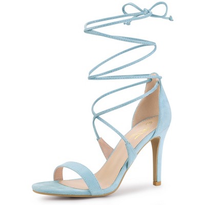 Baby blue lace deals up heels