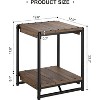 Homhougo 20" Large Square Farmhouse Wood Storage End Table- Modern Metal Frame Bed Couch Sofa Side Table/Nightstand, Easy Assembly, Brown - 2 of 4