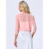 INSPIRE CHIC Women's 3/4 Sleeve Open Front Mesh Sheer Chiffon Bolero Shrug - 3 of 4