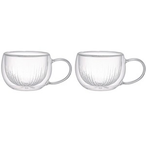 SharpChef 2PK Double Wall Borosilicate Glass Cups, Insulated Coffee & Tea Mugs, Heat-Resistant, Lightweight - 1 of 4