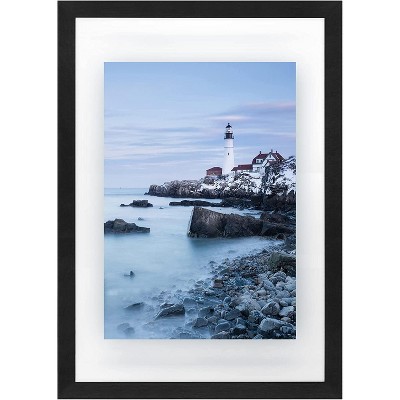 Americanflat 12x18 Floating Picture Frame In Black With Polished Glass ...