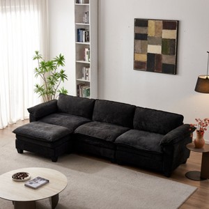 KWPZQEB Sectional Sofa, Modern Chenille Couch Sofa w/ Double-Layer Seat Cushion&Armrest, 2/3/4-Seater Sofa w/ Deep Seat for Living Room - 1 of 4