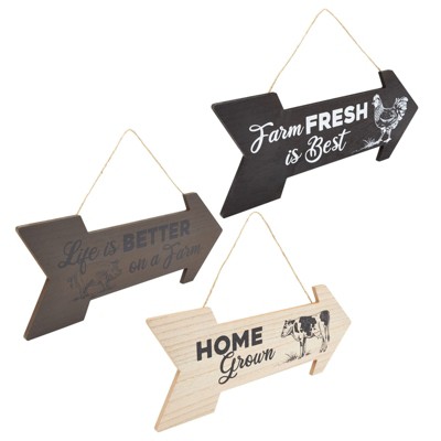 Farmlyn Creek 3 Pack Wooden Arrow Wall Decor Signs for Farmhouse Kitchen (16.5 x 6.5 in)