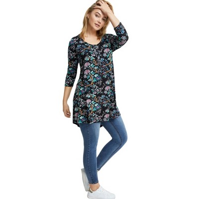 ellos Plus Size High/Low Henley Tunic