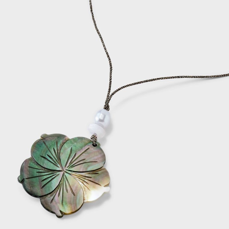 Carved Hibiscus Flower Shell and Corded Necklace - Universal Thread&#8482; Natural, 5 of 6
