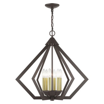 Livex Lighting Prism 6 - Light Chandelier in  English Bronze/Antique Brass