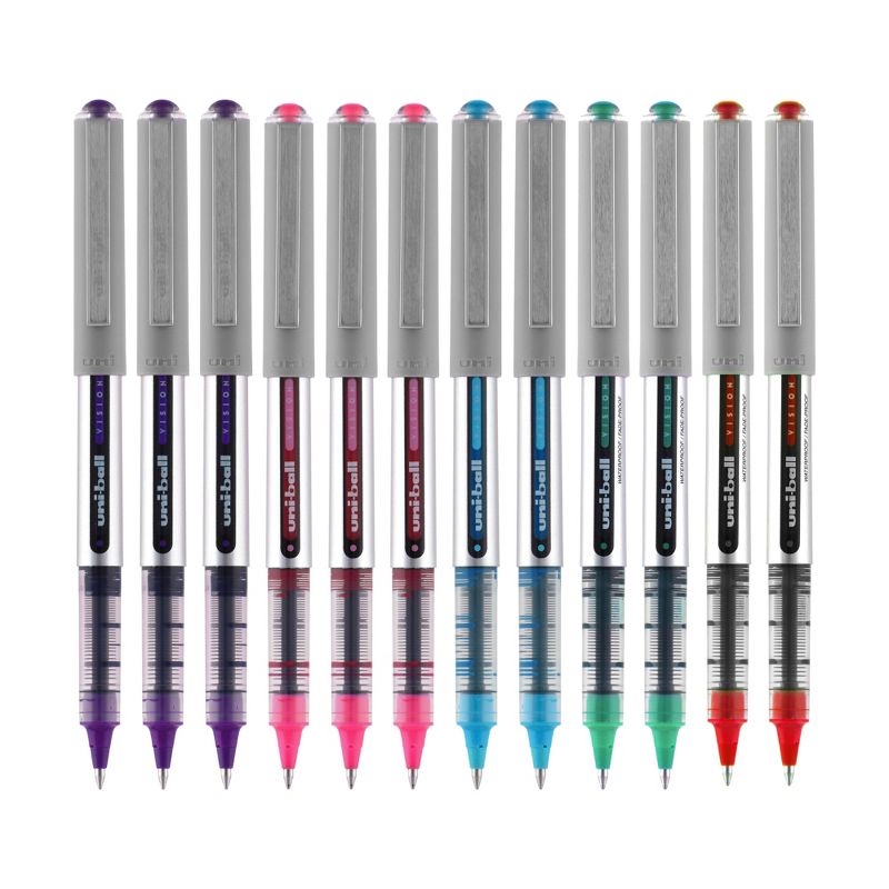 uni-ball Vision Stick Roller Ball Pens, 0.7 mm Fine Tip, Assorted Colors, Set of 12, 3 of 5