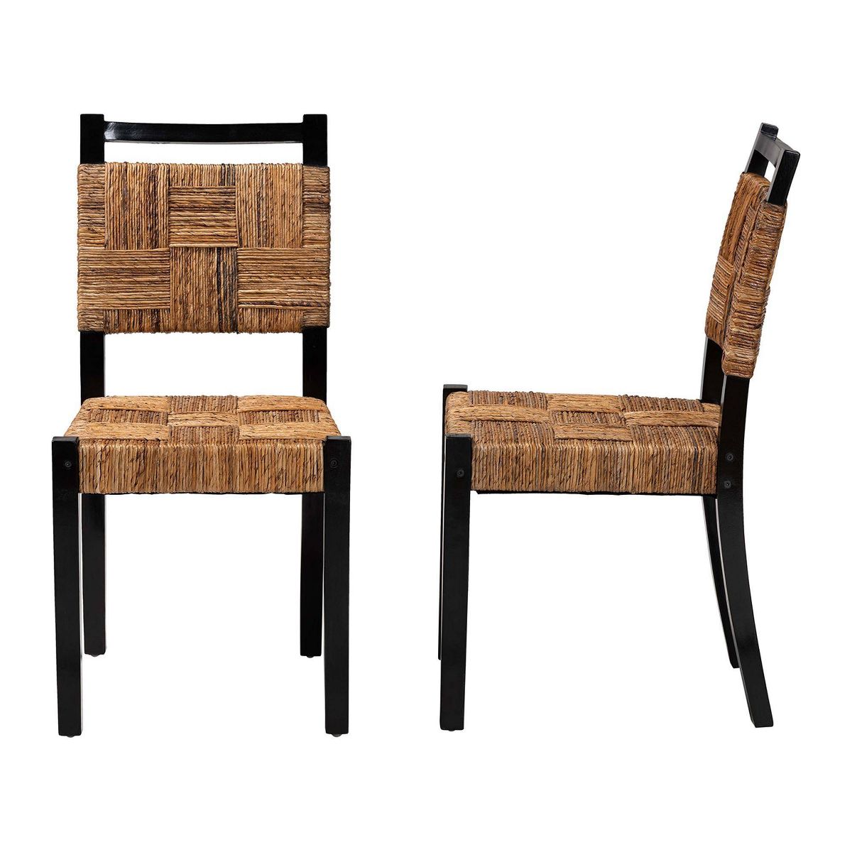 bali & pari Raniya Handwoven Seagrass Set of 2 Dining Chair Natural Brown/Black - thumbnail 3
