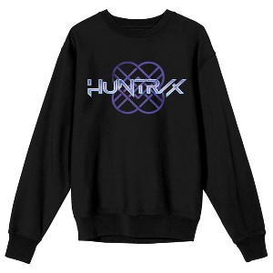 KPop Demon Hunters Huntr/X Logo Adult Black Crew Neck Long Sleeve Sweatshirt - 1 of 3