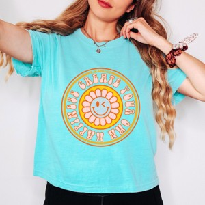 Simply Sage Market S.W.Smiley Create Your Own Happiness Flower Boxy Crop Top - 1 of 4