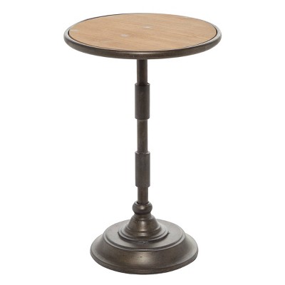 Industrial Wood Pedestal Accent Table Brown - Olivia & May