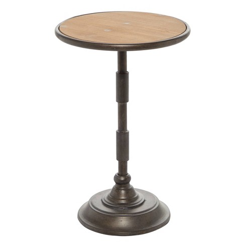 Industrial Wood Pedestal Accent Table Brown Olivia May Target