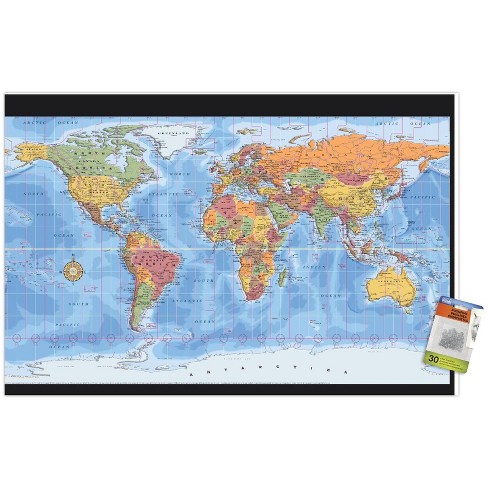 Trends International Map - World Time Zones Unframed Wall Poster Print ...