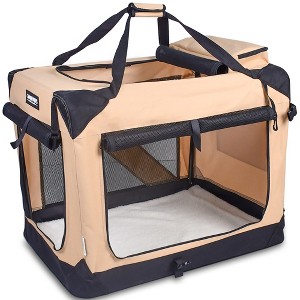 JESPET: 30" Soft Pet Crate - Beige - Dogs & Cats Up to 50 lbs - 1 of 4