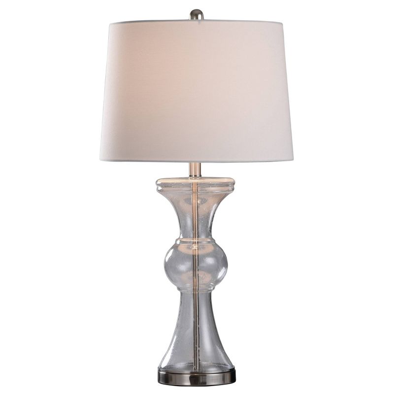Clear Seeded Glass and Brushed Nickel Metal Table Lamp - StyleCraft, 3 of 8