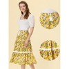 Allegra K Women's Boho Floral Lace Insert Drawstring Elastic Waist Summer Midi Skirt - 2 of 4
