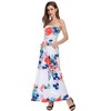 Women Strapless Floral Print Bohemian Boho Maxi Dress Casual Off Shoulder Beach Party Dress with Pockets - 2 of 4