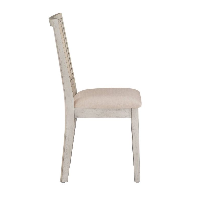 Set of 2 South Hill Beige Linen Rattan Back Dining Chairs - Inspire Q, 6 of 13