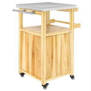 Aghana Digitals Brown Outdoor Kitchen Island Cart: Stainless Steel Top, Solid Wood Frame with - 1 of 4