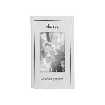 4X6 Inch "Blessed" Picture Box White Fabric, MDF & Glass by Foreside Home & Garden