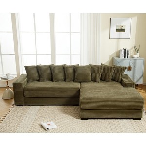 TiramisuBest Oversized Corduroy L Shaped Sofa  Modular sofa Left Chaise Eight Pillows Two Piece Corner Couch - 1 of 4