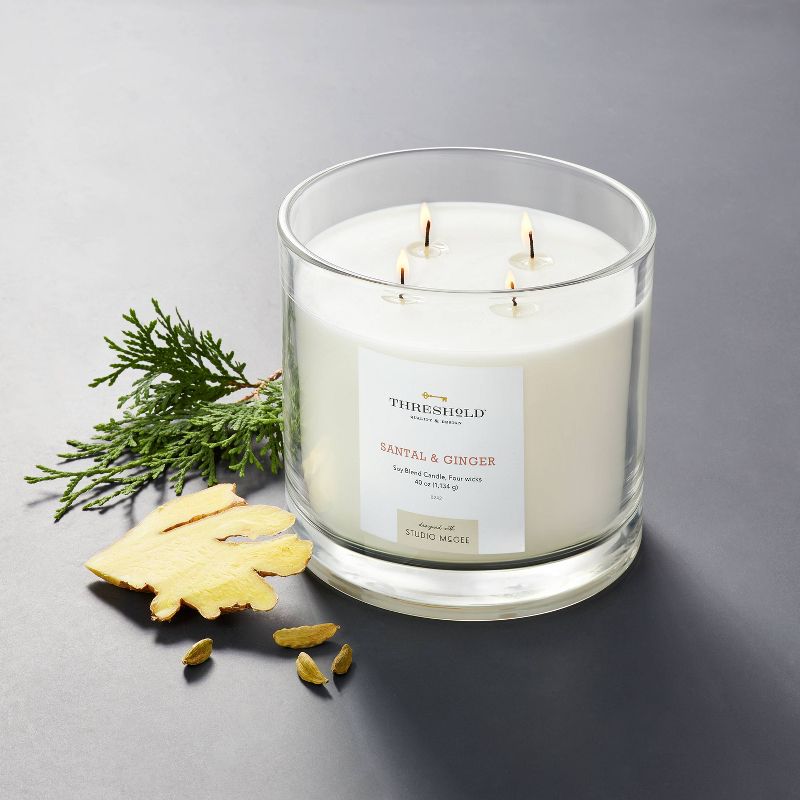  Clear Glass Santal & Ginger Candle White - Threshold™ designed with Studio McGee, 3 of 13