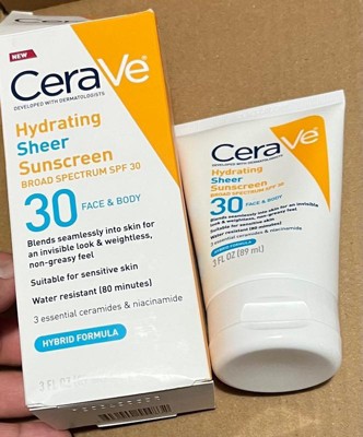 Cerave Hydrating Mineral Face Sunscreen Lotion – Spf 30 - 2.5oz : Target