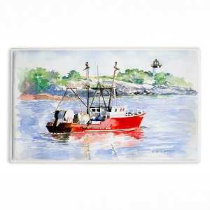 Stupell Industries Tranquil Drifting Boat Printed Plush Bath Mat And Bath Rug, Design By Greg Gorham, 18"X30" - 1 of 4