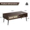 Lirago,Mid-Century Modern Wooden 2-Tier Coffee Table with Rattan Drawer - Compact Storage Solution for Living Room-Walnut - 2 of 4