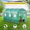 VEVOR 12 x 7 x 7 ft Walk-in Tunnel Greenhouse, Portable Plant Hot House with Galvanized Steel Hoops, 1 Top Beams, 2 Diagonal Poles, Green - 3 of 4