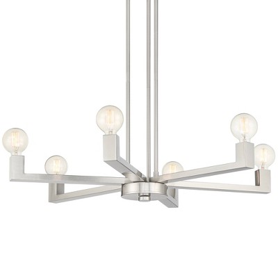 Possini Euro Design Kantwell 33 3/4" Wide Brushed Nickel 6-Light Chandelier