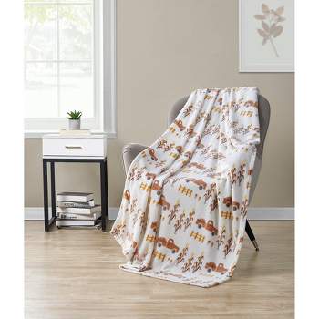 Kate Aurora Autumn Living Harvest Delivery Pick Up Trucks Ultra Soft & Plush Oversized Throw Blanket Covers