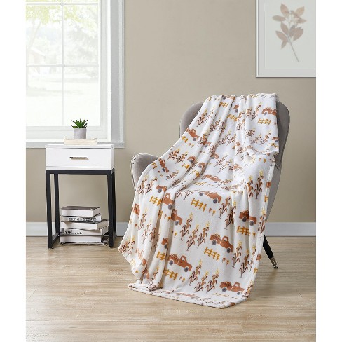 Kate Aurora Autumn Living Harvest Delivery Pick Up Trucks Ultra Soft & Plush Oversized Throw Blanket Covers - image 1 of 1